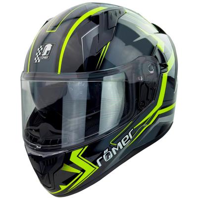 Motorradhelm RÖMER HELME "Integralhelm Eifel" Helme Gr. M Kopfumfang: 57 cm - 58 cm, schwarz (schwarz, neongelb) mit integriertem Sonnenvisier