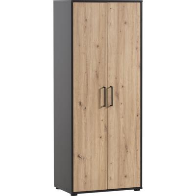 Aktenschrank WELLTIME "Aino", schwarz (schwarzmatt, artisan eichefarben), B:65,1cm H:163,6cm T:41,0cm, FSC-zertifizierter Holzwerkstoff, Schränke Image