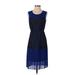 BCBGMAXAZRIA Casual Dress - DropWaist: Blue Color Block Dresses - Women's Size X-Small