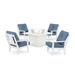 POLYWOOD® Prairie 5 Piece Multiple Chairs Seating Group w/ Cushions Plastic in Blue/White | Outdoor Furniture | Wayfair PWS2146-2-WH161147