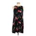 Old Navy Casual Dress - Shift Crew Neck Sleeveless: Black Floral Dresses - Women's Size Medium