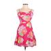 Aeropostale Casual Dress - A-Line V Neck Sleeveless: Pink Floral Dresses - Women's Size Small