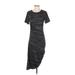 Athleta Casual Dress - Midi Crew Neck Short sleeves: Black Print Dresses - Women's Size Small