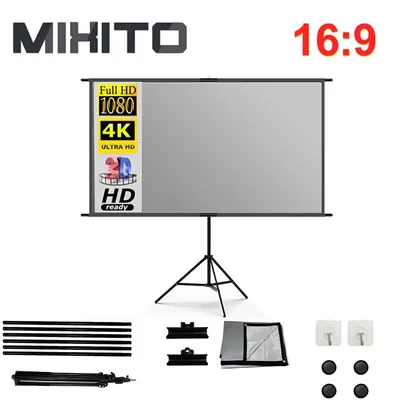 MIXITO-Écran de projection anti-lumière gris avec support cinéma maison extérieur HD 4K 60 "