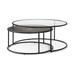 Arlo Dark Brown Solid Wood and Glass w/ Black Metal Frame Round Nesting Coffee Tables