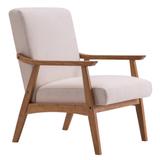 Solid Wood Retro Simple Single Sofa Chair Backrest without Buckle Beige - 26.77"L x 29.13"W x 33.07"H