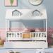 Twin Size House Bed Solid Wood Bed with Twin Size Trundle for Kids, Toy Model Designed Canopy Bed Daybed