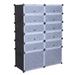 12-Cube DIY Shoe Rack Modular Organizer Plastic Cabinet 6 Tier Modular closet cabinet with Doors - 37.4 x 14.6 x 50.4