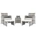 5pcs - 2 Chairs, 2 Footstools and 1 Coffee Table Combination Sofa Grey Gradient