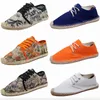 Neue Mode Orange Männer Müßiggänger Wohnungen Blume Drucken Männer Casual Schuhe Leinen