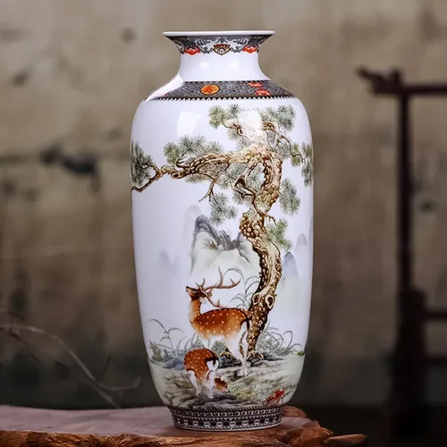 Jingdezhen Keramik Vase Vintage Chinesischen Traditionellen Vasen Home Dekoration Tier Vase Feine