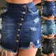 2023 sommer Neue Frau Zerrissene Denim-Taste Denim Kurzen Rock Mode Sexy Pack Hüfte Mini Jeans Rock