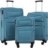 Softside Luggage Set 3 Piece Expandable Suitcase Upright Spinner Softshell Lightweight Luggage Travel Set (22"26"30"), Blue-gray