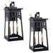 2-Light Black Outdoor Aluminum Wall Lantern Dusk to Dawn (2 Pack) - W8" x D9.3" x H19.4"