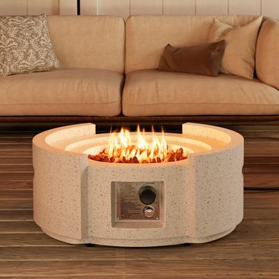 Semicircle Terrazzo Outdoor Firepit with Wind Guard