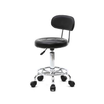 Round Shape Adjustable Salon Stool with Back and Line Black - 13 x 13 x 34.25