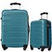 2-Piece Luggage Set Hardside Spinner Wheel Luggage Suitcase (20"/28"), Dark Green