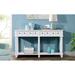 Retro 58" Console Table Side Table with 2 Drawers 8 Metal Handles & Open Base, Solid Wood Long Entryway Table Sofa Table