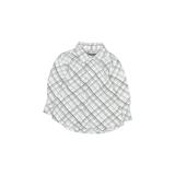 Kenneth Cole REACTION Short Sleeve Button Down Shirt: White Plaid Tops - Size 12 Month