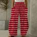 Plus Size Wide Leg Pants with 2 Side Pockets Womens Fashion Casual Solid Color Baggy Loose Beach Boho Trousers (Medium Red 01)