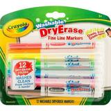 Crayola Washable Dry Erase Fine Line Markers - Fine Marker Point - Bullet Marker Point Style - Assorted - 12 / Set | Bundle of 2 Sets