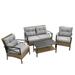 Seizeen 4 PCS Patio Furniture Set Rattan Conversation Set with Metal Table & Deep Chairs Upgrade Outdoor Sofa Set for Garden Porch Deck Gray Cushions
