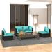 Aibecy 4 Piece Patio Set with Cushions Poly Rattan Black