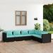 Aibecy 6 Piece Patio Set with Cushions Poly Rattan Black