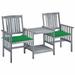 Aibecy Patio Chairs with Tea Table and Cushions Solid Acacia Wood