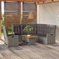 Aibecy 3 Piece Patio Set with Cushions Gray Poly Rattan