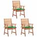 Aibecy Patio Dining Chairs 3 pcs with Cushions Solid Acacia Wood
