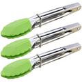 Mini Tongs With Silicone Tips 7 Inch Silicone Cooking Tongs Set Of 3 Stainless Steel Small Food Tongs Prefect For Bbq Salad Grilling Roasting And Cooking 3 Pieces (Green)