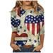 RPVATI Plus Size Tunic Tops 3/4 Sleeves Slim Fit T Shirts for Women Trendy 4th of July Crew Neck Boho Tops for Women 2023 Elbow Length Womens Compression Shirt Khaki XL
