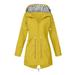 WNG Solid Raincoat Hooded Outdoor Rain Windproof Jacket Womenâ€™S Jackets Women s Coat