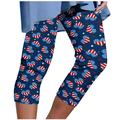 RYRJJ Capri Pants for Women Casual Summer Pull On Yoga Dress Capris Work Jeggings Trendy Print Athletic Golf Crop Pants with Pockets(Dark Blue 5XL)