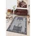 LaModaHome Area Rug Non-Slip - Grey Vintage geometric Soft Machine Washable Bedroom Rugs Indoor Outdoor Bathroom Mat Kids Child Stain Resistant Living Room Kitchen Carpet 2.7 x 6.6 ft