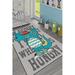 LaModaHome Area Rug Non-Slip - Grey Dinosaur Soft Machine Washable Bedroom Rugs Indoor Outdoor Bathroom Mat Kids Child Stain Resistant Living Room Kitchen Carpet 3.3 x 9.9 ft