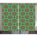 Ambesonne Geometric Curtains 2 Panel Set Mandala 108 x 84 Green Red Yellow