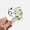 South Korea Map Landmarks Sticker Round Wall Suitcase Laptop Label Bumper