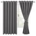 Hiasan Grommet Blackout Curtains for Bedroom 70 x 63 Inches - Thermal Insulated & Light Blocking Window Drapes for Living Room/Dorm Room Set of 2 Panels Sewn with Tiebacks Light Grey