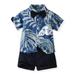 Hawaii Beach Sets for Toddler Baby Boy Short Sleeve Lapel Down Button Down Print Beach Shirts and Short Pants Two-piece Set