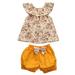 Nituyy Toddler Baby Girl Clothes Set Sleeveless Ruffle Collar Floral Crop Top Bubble Bow Short Infant Outfit Suit