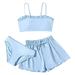 dmqupv Baby Girl Swimwear Set Girls Bikini Top Toddler Girl s 3 Piece Swimsuits Soild Bikini Rullfe Bathing Suit Briefs Girls Bikini Swimwear Set Blue 130