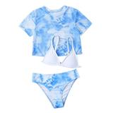 dmqupv Toddler Girl Swimwear Set Baby Swimwear Girl Toddler Kids Baby Boys Summer Print Shorts Quick Dry Beach Swimwear Swimsuit Swimming 3PC Bikini Clothes Blue 130