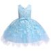 5t Girls Denim Dress Toddler Baby Kids Girls Ruffles Tulle Flowers Party Dress Princess Dresses Fit And Flare Girls Dress