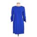 Charles Henry Casual Dress - Shift Crew Neck 3/4 sleeves: Blue Print Dresses - Women's Size X-Small