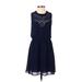 Maison Jules Casual Dress Crew Neck Sleeveless: Blue Print Dresses - Women's Size X-Small