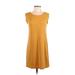 Sigrid Olsen Casual Dress - Shift Scoop Neck Sleeveless: Yellow Print Dresses - Women's Size X-Small