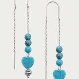 Lucky Brand Turquoise Heart Charm Earring - Women's Ladies Accessories Jewelry Earrings in Silver