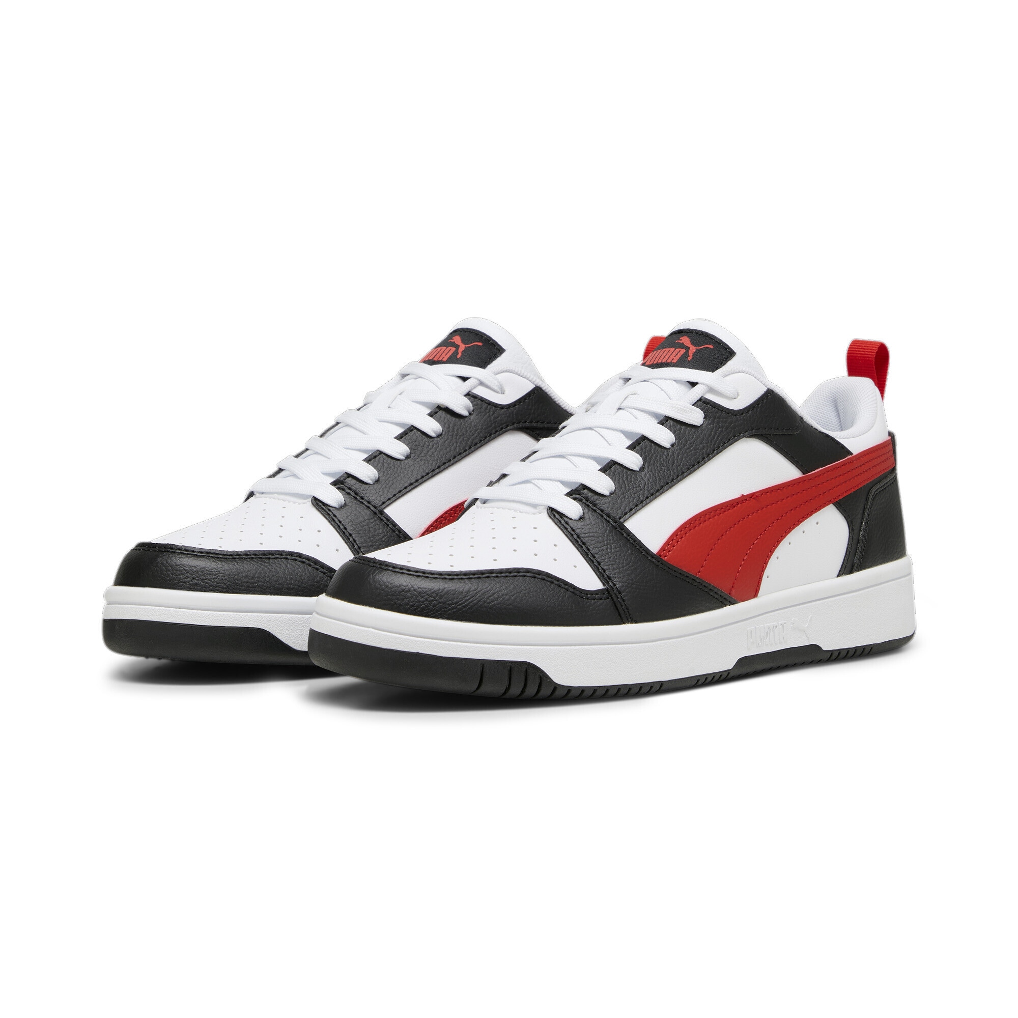 Sneaker PUMA "Rebound V6 Low Sneakers Erwachsene", Damen, Gr. 44,5, transparent (weiß for all time rot schwarz transparent), Obermaterial: Textil, Synthetik, Leder; Futter: Textil; Innensohle: Textil; Laufsohle: Gummi, Schuhe Sneaker